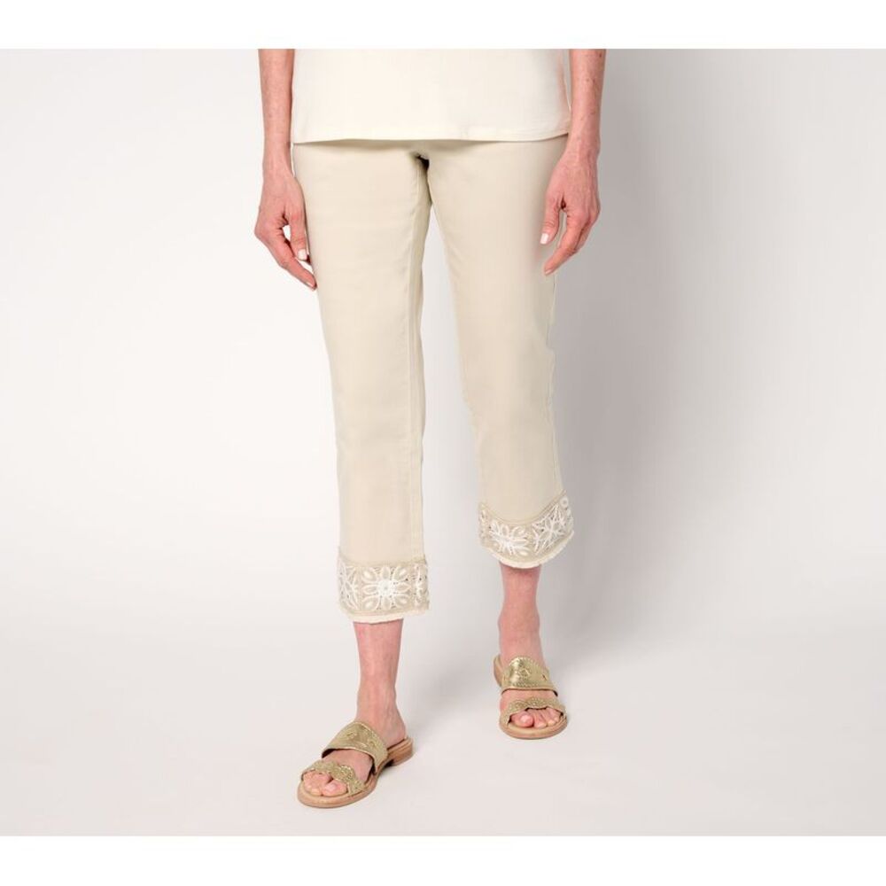 Belle by Kim Gravel Women's Petite Pants 4P TripleLuxe Twill White A686386